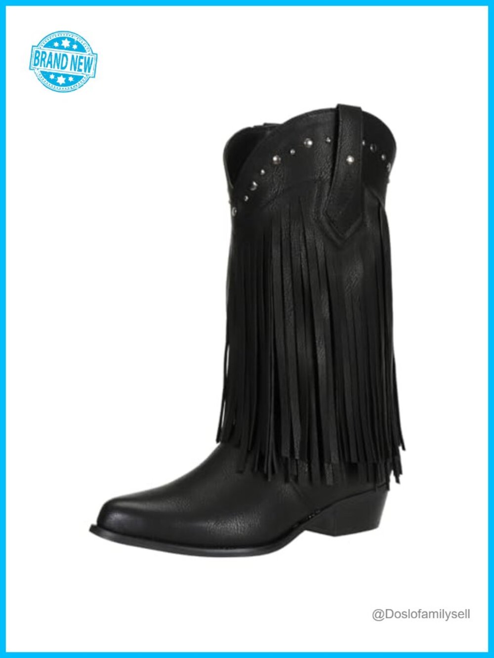 Wide Calf Faux Leather Fringe Western Cowgirl Boots Mid Calf Block Heel